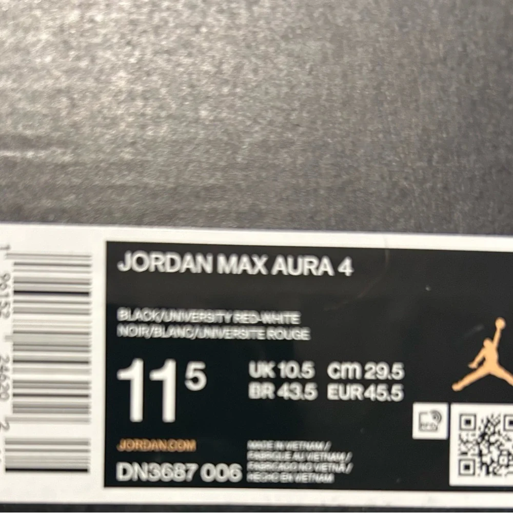 Jordan Max Aura 4 in Black, Red, and White - Picture 2 of 8
